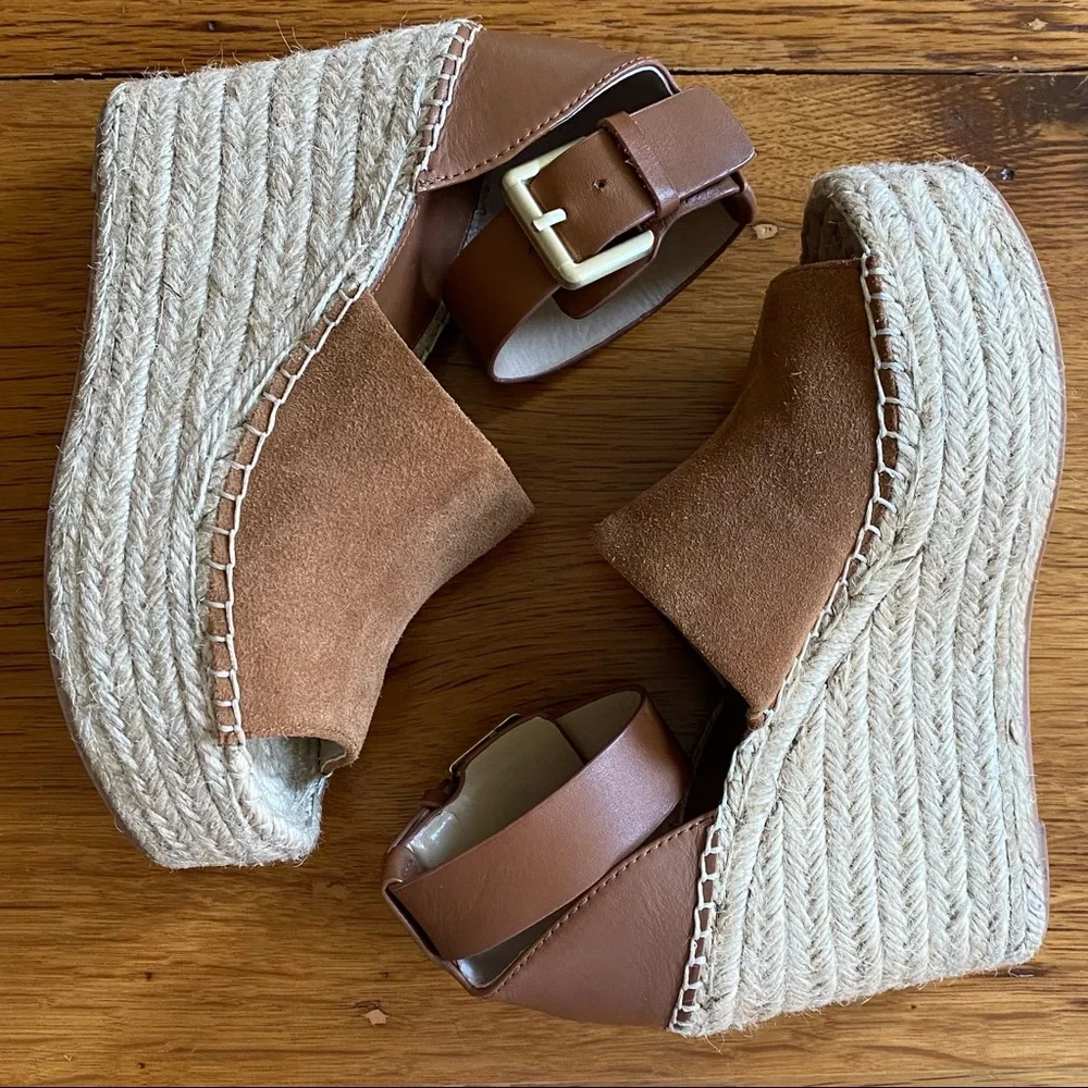 Marc Fisher Adalyn Espadrille Wedge Sandal Women’s SZ 5.5 in Tan Saddle - Picture 5 of 8